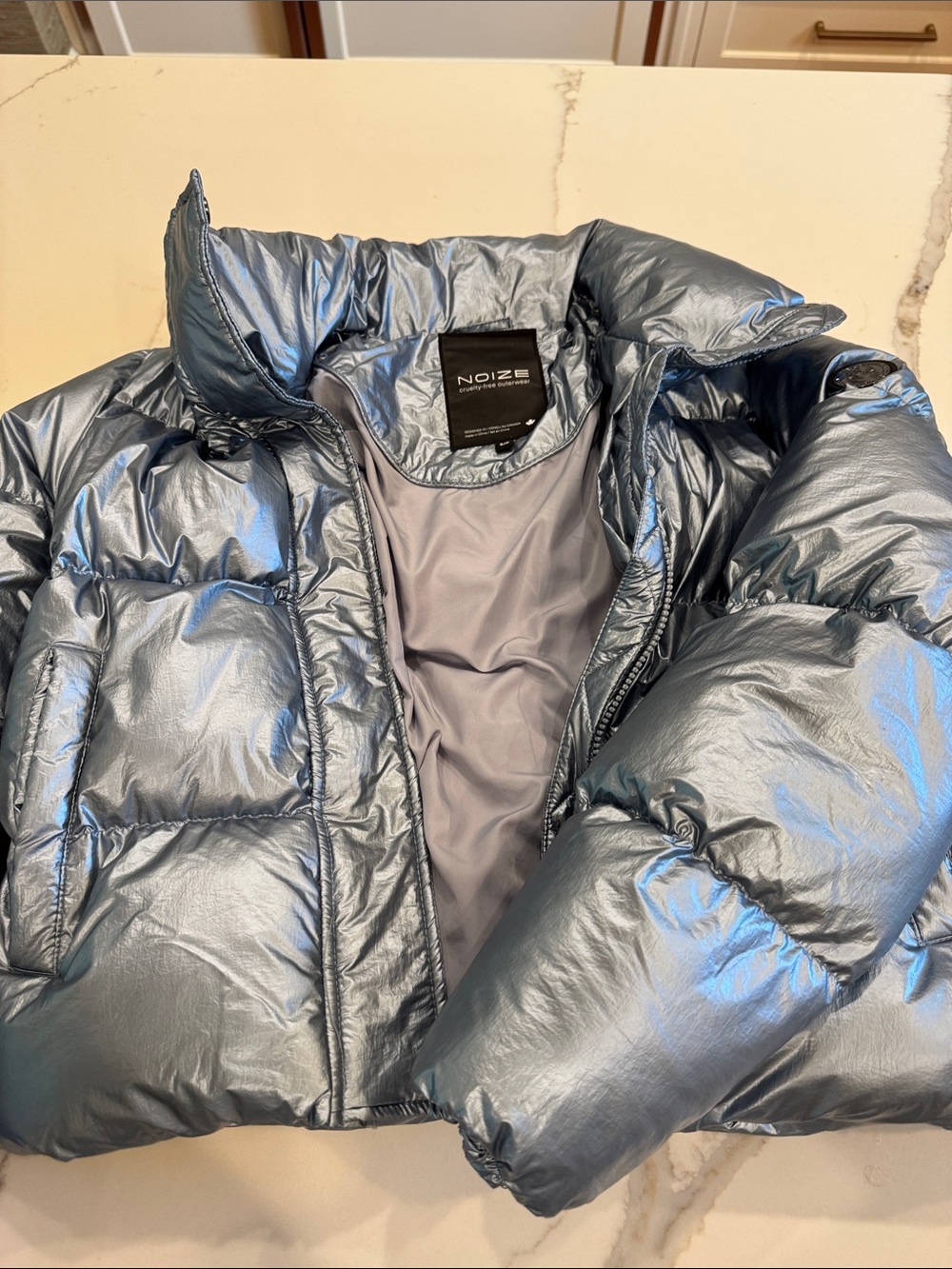 Noize Metallic Light Blue Women’s Puffer Jacket